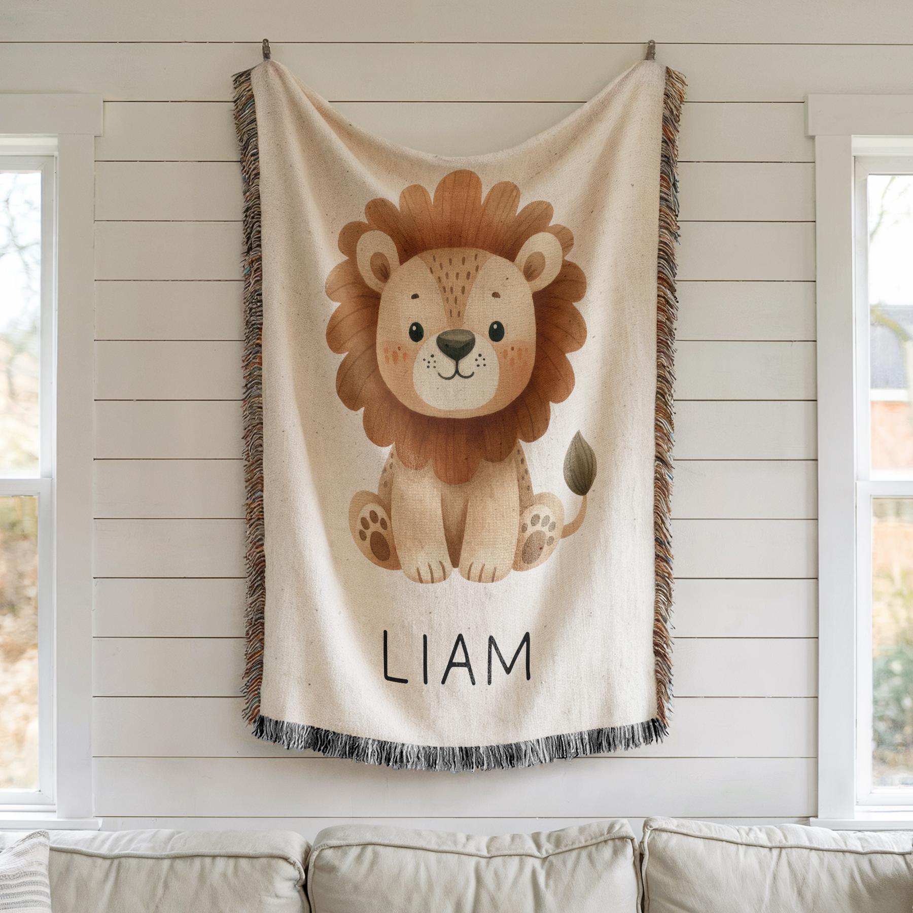 Personalized Lion Baby Blanket Safari Nursery Decor Baby Shower Gift ...