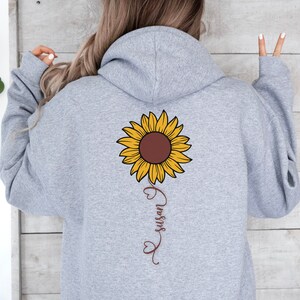 Personalized Sunflower Hoodie With Name Flower Hoodie Sunflower Gift