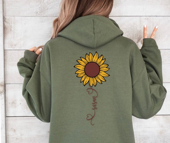 Personalized Sunflower Hoodie With Name Flower Hoodie Sunflower 