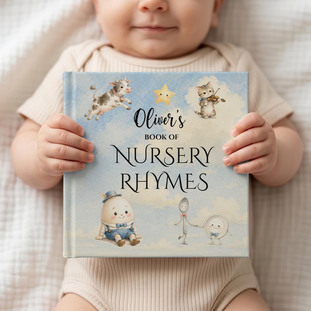 Personalized Nursery Rhymes Baby Book, Custom Baby Name Vintage ...