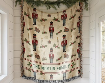 Personalized Christmas Blanket Family Christmas Gift Family Name Blanket for Xmas Gifts Christmas Woven Blanket Xmas Decoration Family Gift