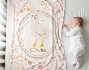 Personalized Silly Goose Baby Blanket, Baby Name Blanket, Goose Baby Gift Baby Shower, Goose Nursery Decor, Goose Gift Goose Nursery Blanket
