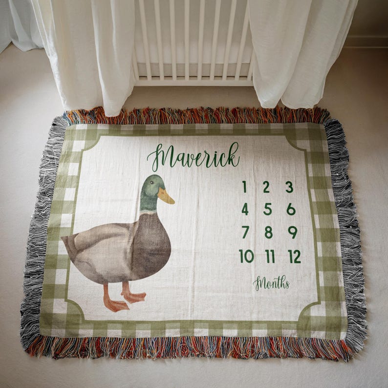 Personalized Mallard Duck Baby Milestone Blanket Mallard Duck Nursery ...