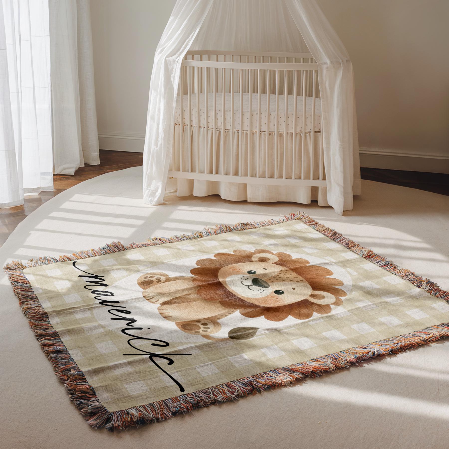 Personalized Lion Baby Blanket Safari Nursery Decor Baby Shower Gift ...