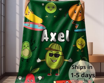 Customized Fruit Blanket, Kawaii Fruit blanket for kid, Fruit Baby Blanket, Fruit baby gift, Fruit baby shower,Retro Fruit Name blanket gift