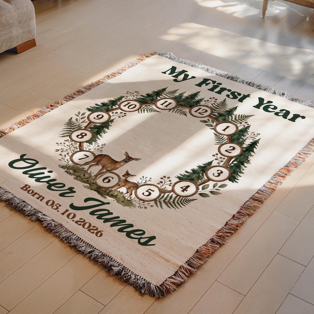 Woodland Baby Milestone Blanket, Forest Animals Monthly Blanket ...