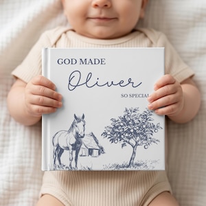 Personalized Baby Book, Hand Draw Farm Theme Storybook, Baptism Gift for Boy or Girl, Cristian Bedtime Book, Gift for Godson or Goddaughter