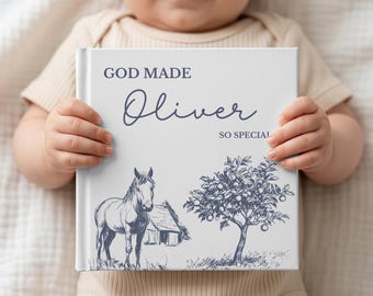 Personalized Baby Book, Hand Draw Farm Theme Storybook, Baptism Gift for Boy or Girl, Cristian Bedtime Book, Gift for Godson or Goddaughter
