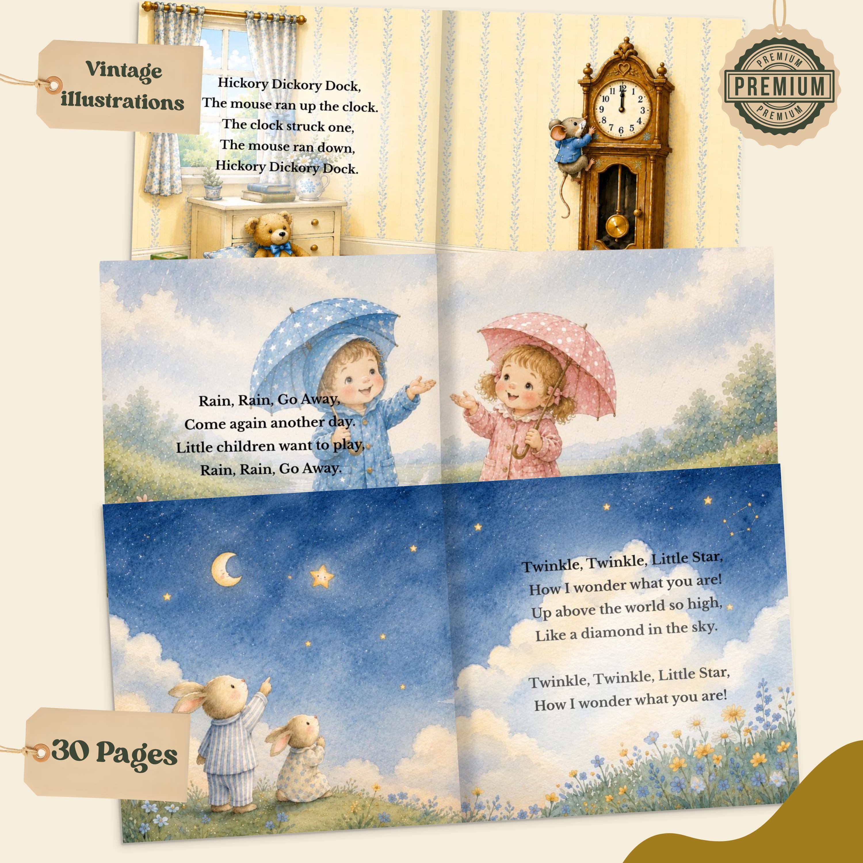 Personalized Nursery Rhymes Baby Book, Custom Baby Name Vintage ...