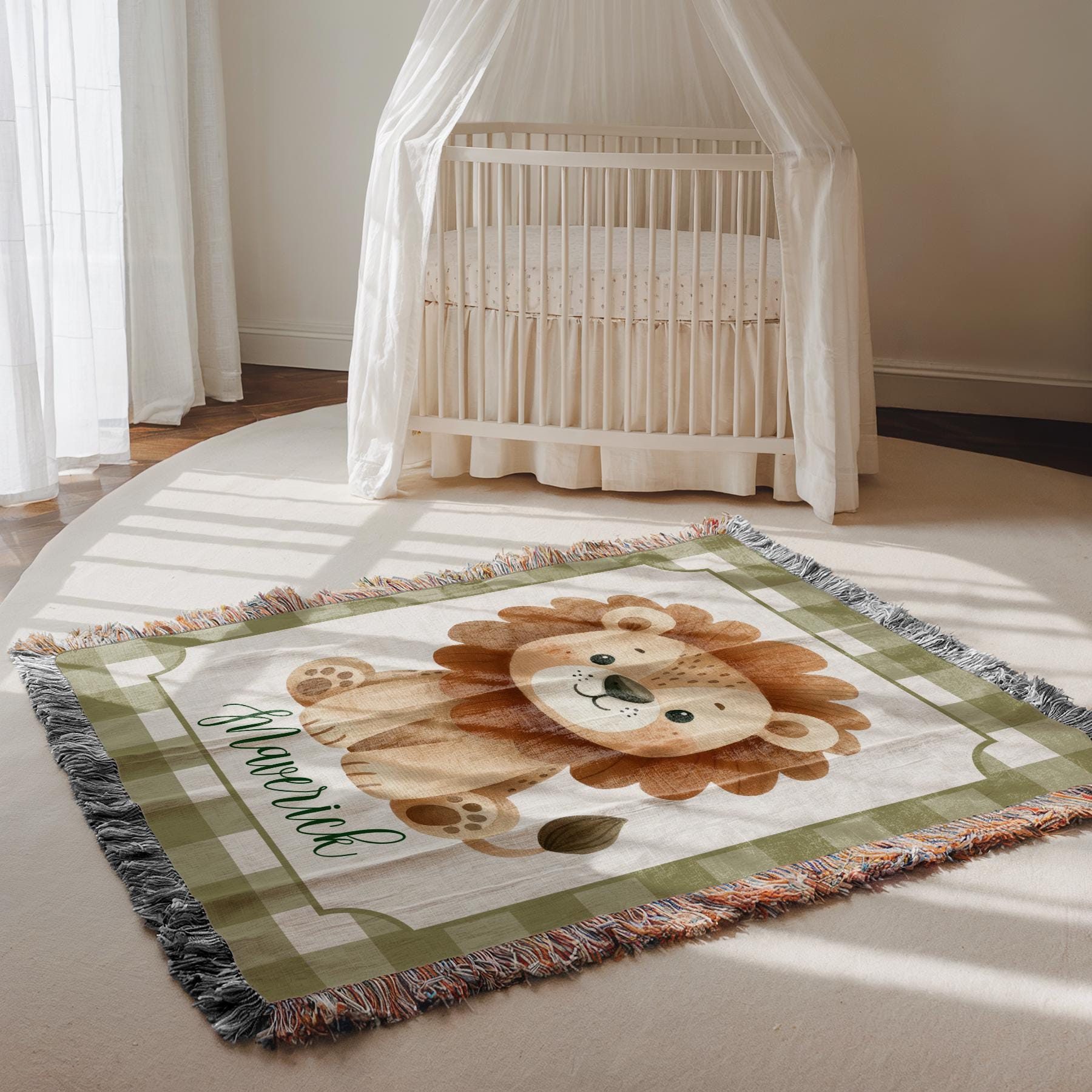 Personalized Lion Baby Blanket Safari Nursery Decor Baby Shower Gift ...