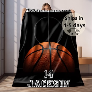 Personalized Basketball Blanket, Basketball plush, Basketball teenager gift, Basketball player,basketball grandson,Basketball number blanket