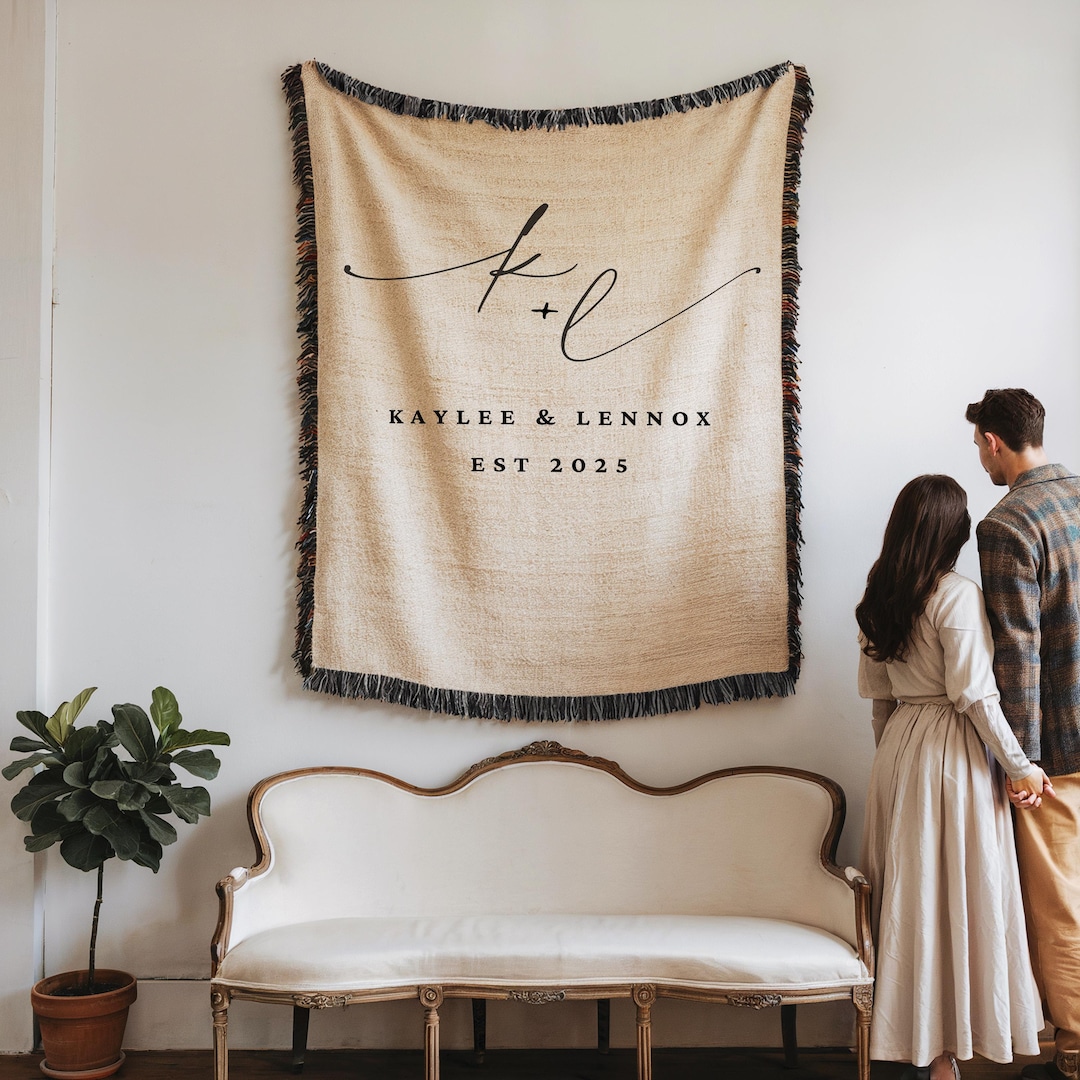 Personalized Wedding Blanket Gift Anniversary Gift Cotton Anniversary Gift Housewarming Gift for Couples Wedding Gift Couple Mr and Mrs Gift