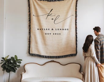 Personalized Wedding Blanket Gift Anniversary Gift Cotton Anniversary Gift Housewarming Gift for Couples Wedding Gift Couple Mr and Mrs Gift