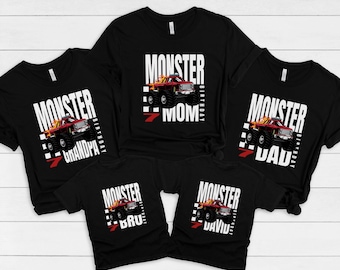 Personalized Monster Truck Birthday Shirt, Custom Monster Truck Birthday Tee, Family Monster Truck Matching Shirt, Monster Jam Birthday Gift