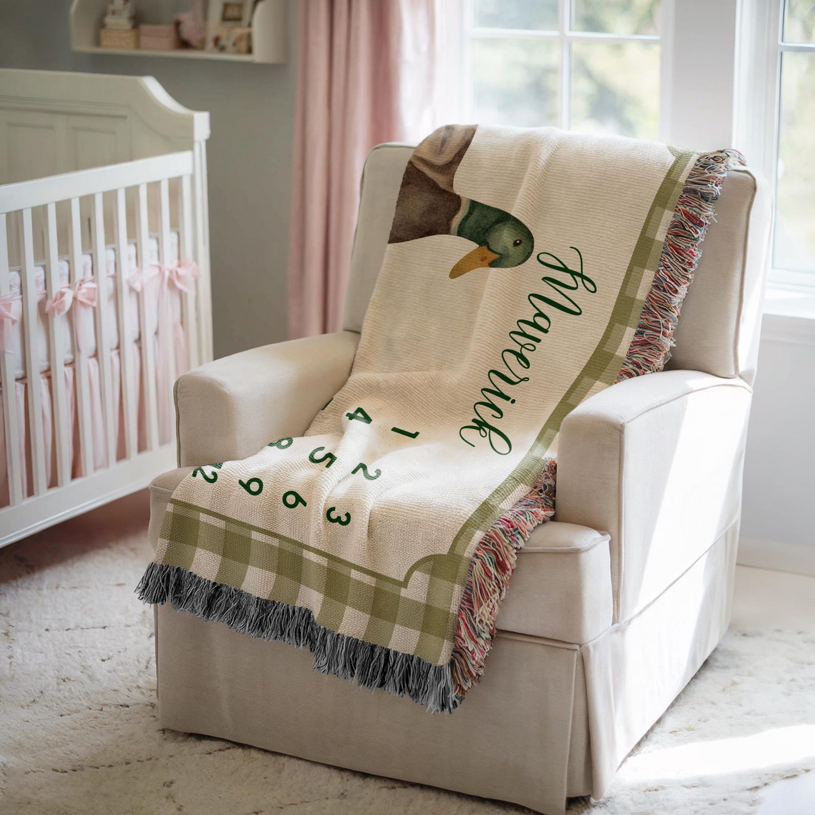 Personalized Mallard Duck Baby Milestone Blanket Mallard Duck Nursery ...