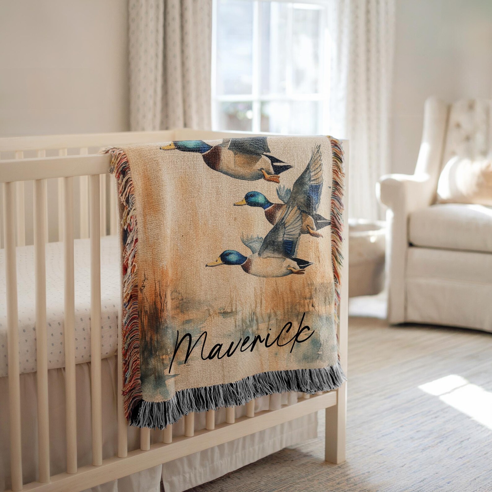 Personalized Mallard Duck Baby Blanket Mallard Duck Nursery Decor Baby ...