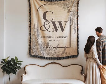 Personalized Wedding Blanket Gift Anniversary Gift Cotton Anniversary Gift Housewarming Gift for Couples Wedding Gift Couple Mr and Mrs Gift
