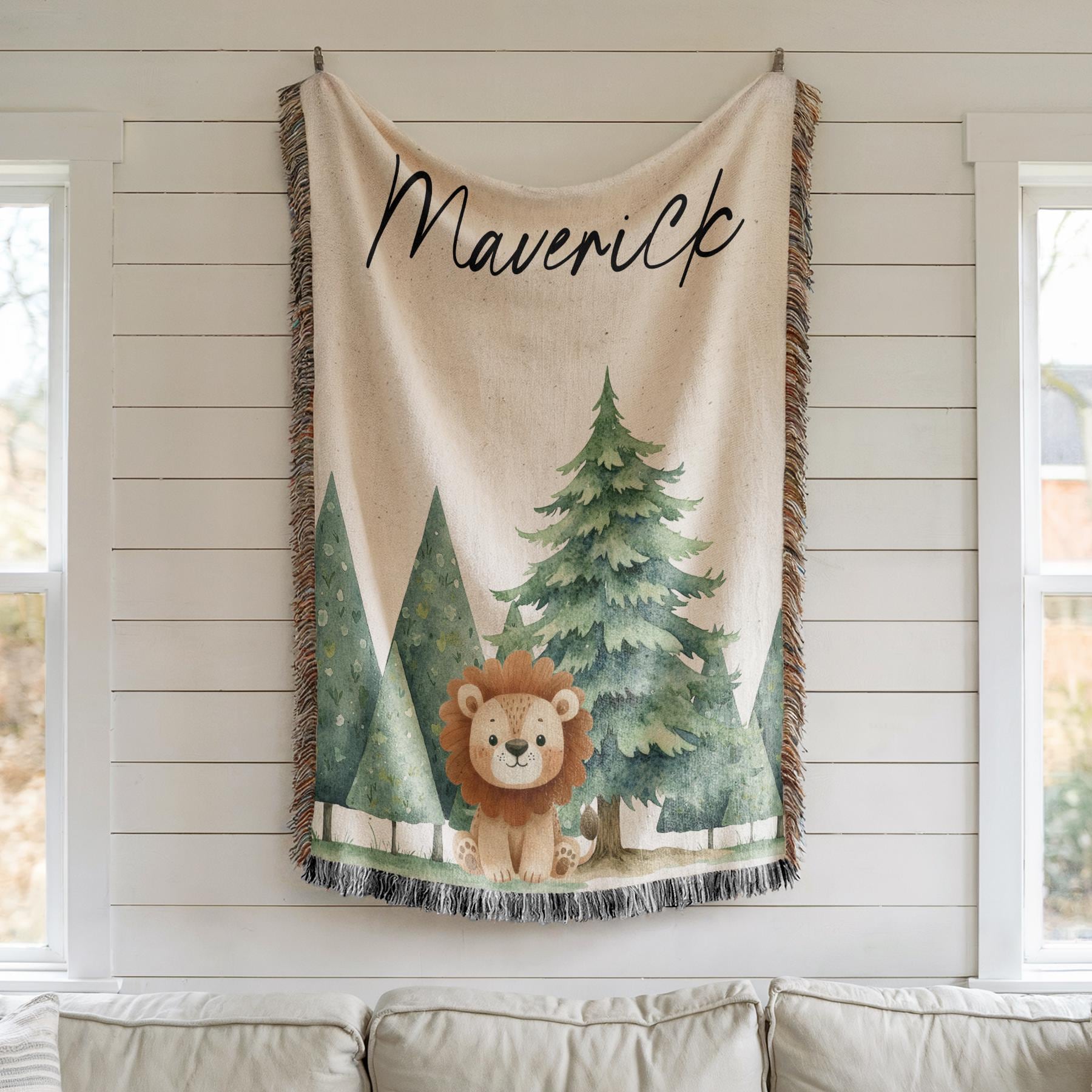 Personalized Lion Baby Blanket Safari Nursery Decor Baby Shower Gift ...