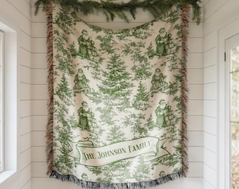 Personalized Christmas Blanket Family Christmas Gift Family Name Blanket for Xmas Gifts Christmas Woven Blanket Xmas Decoration Family Gift