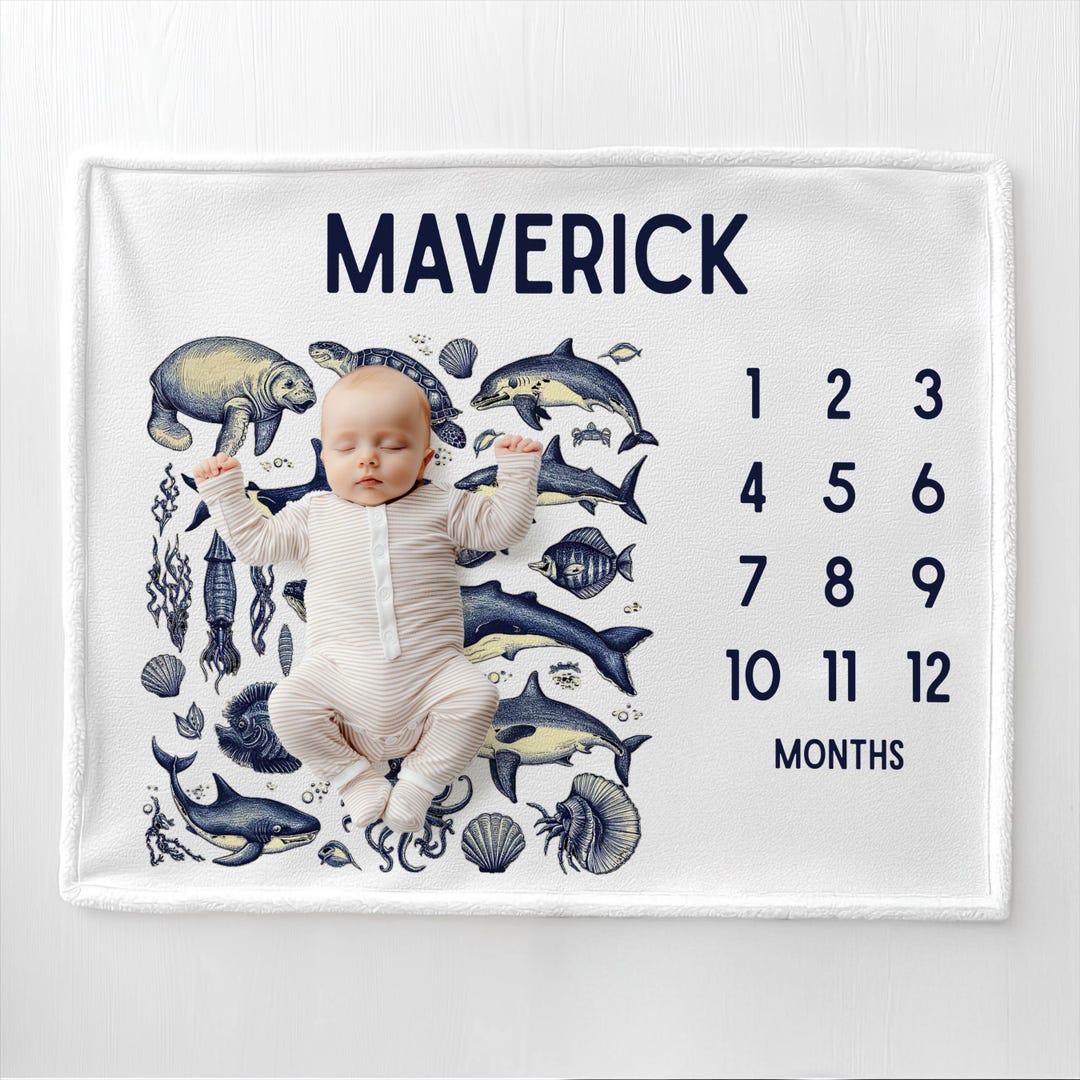 Personalized Ocean Baby Month Blanket Baby Shower Gift Under the Sea ...