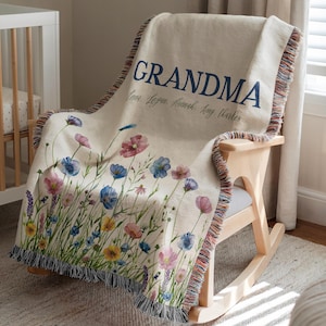 Grandmother Woven Blanket, Custom Grandma Throw, Grandma Gifts, Gifts for Grandma, New Grandma Gift, Grandma Gifts from Grandkids with Names