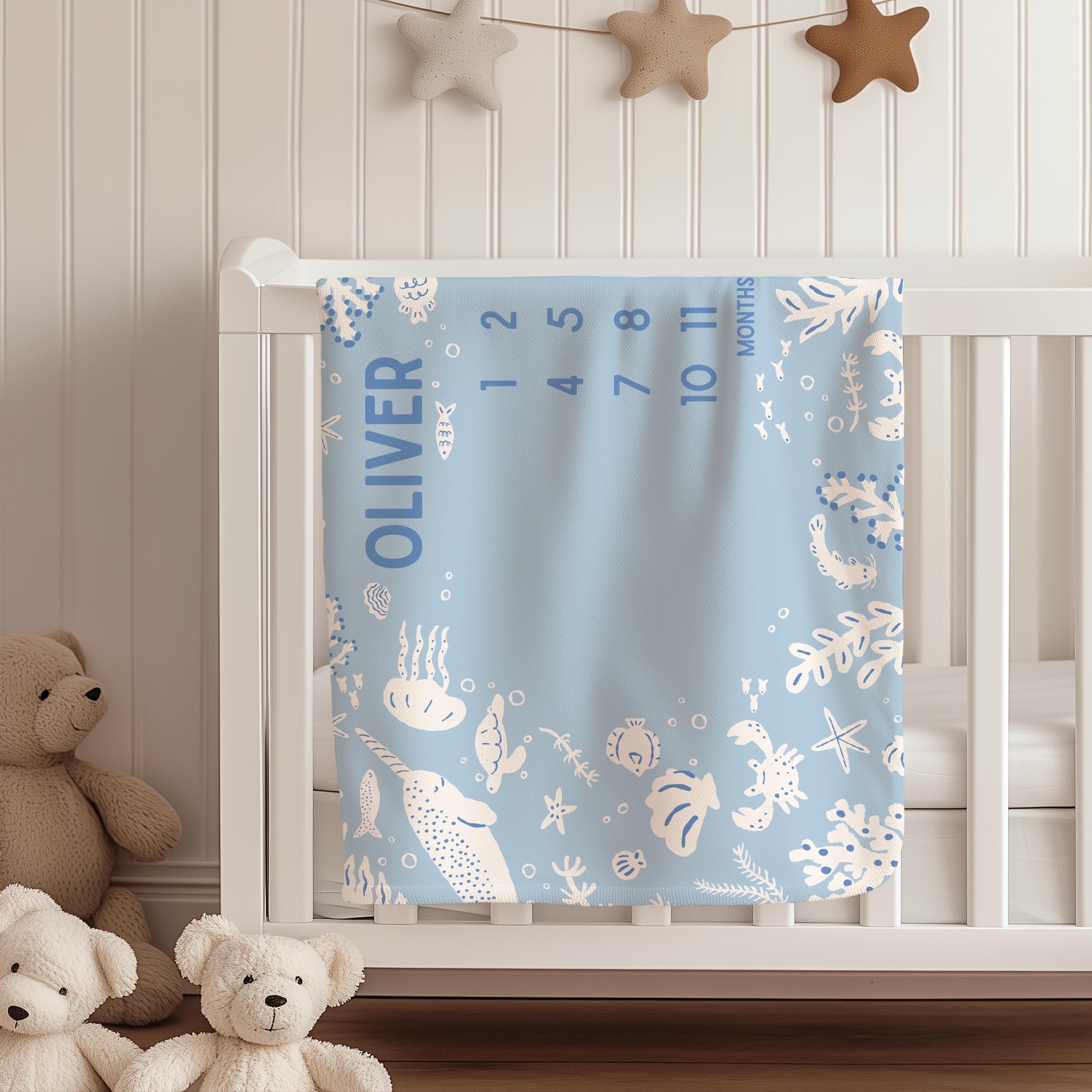 Personalized Ocean Baby Month Blanket Baby Shower Gift Under the Sea ...