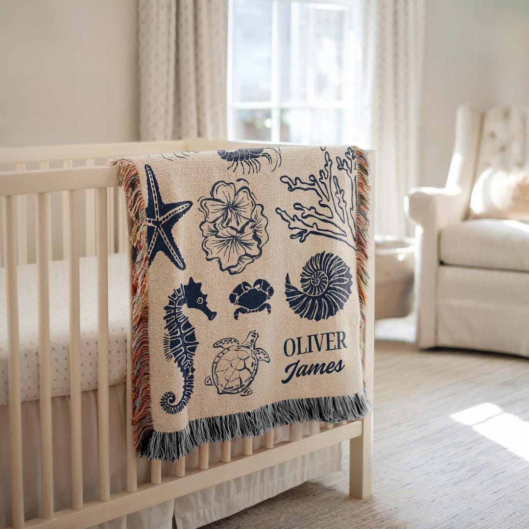 Custom Sea Woven Blanket, Ocean Nursery Decor, Under the Sea Baby ...