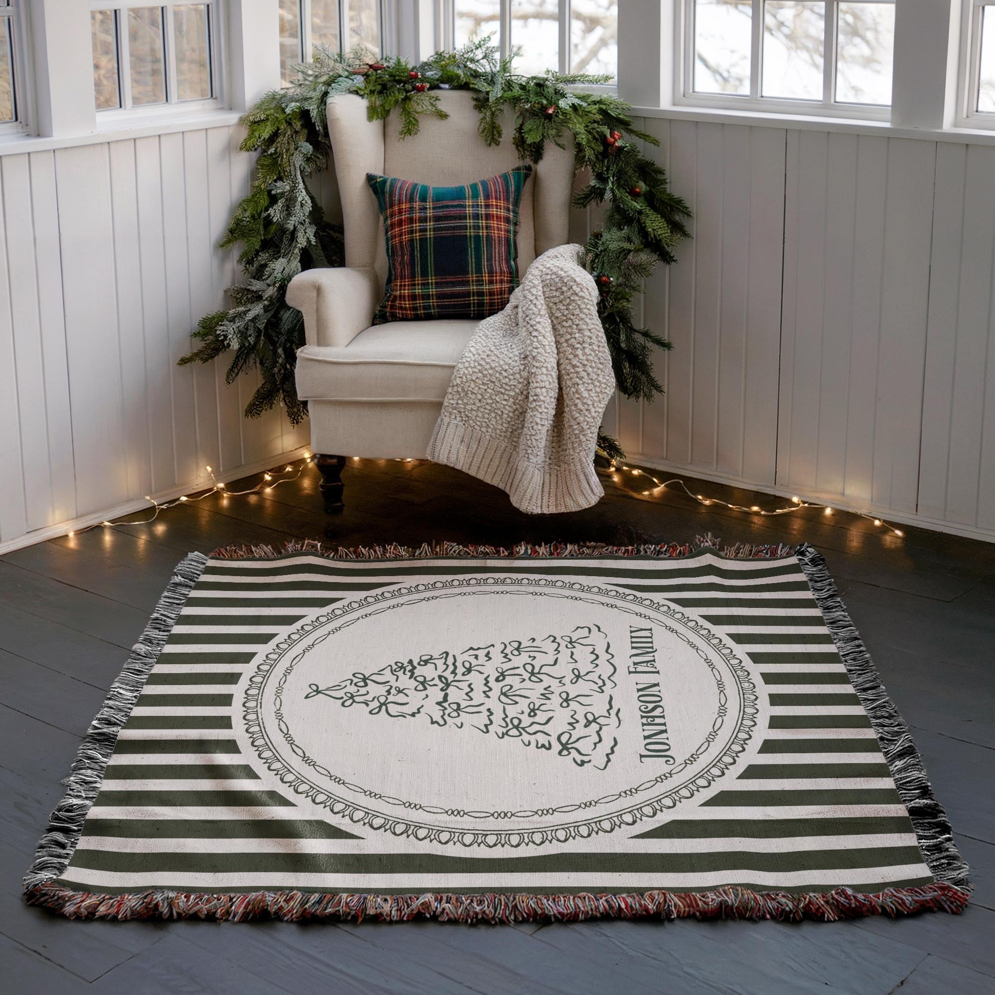 Personalized Christmas Blanket Family Christmas Gift Family Name Blanket for Xmas Gifts Christmas Woven Blanket Xmas Decoration Family Gift