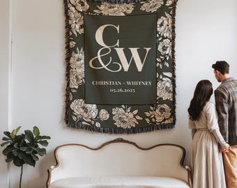 Personalized Wedding Blanket Gift Anniversary Gift Cotton Anniversary Gift Housewarming Gift for Couples Wedding Gift Couple Mr and Mrs Gift