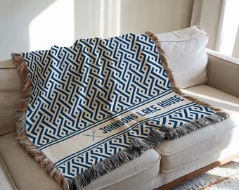 Woven Blanket for Lake House Decor Lake House Gift for New Owner Family Name Blanket Lakehouse Gifts for Lake House Owner House Warming Gift