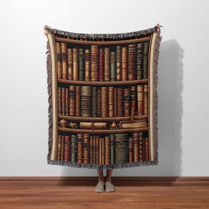 Book Lover Woven Blanket, Vintage Books Blanket, Gift For Reading Lover, Bookworm Blanket, Reader Gift, Nook Decor Throw, Enchanted Library