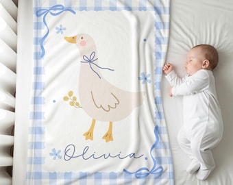 Personalized Goose Baby Blanket, Baby Name Blanket, Goose Baby Gift for Baby Shower, Goose Nursery Decor, Goose Gift Goose Nursery Blanket