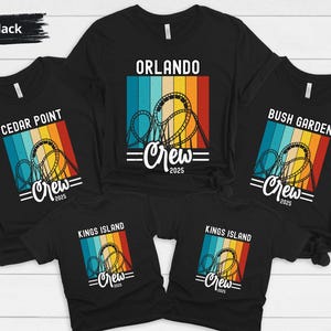 Personalized Roller Coaster Crew Shirt, Family Vacation Theme Park Tee-shirt, Custom Roller Coaster Group, Rollercoaster Shirt for all ages