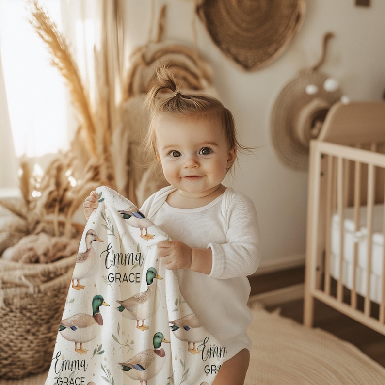Personalized Mallard Baby Blanket Ducks Mallard Baby Nursery Decor ...