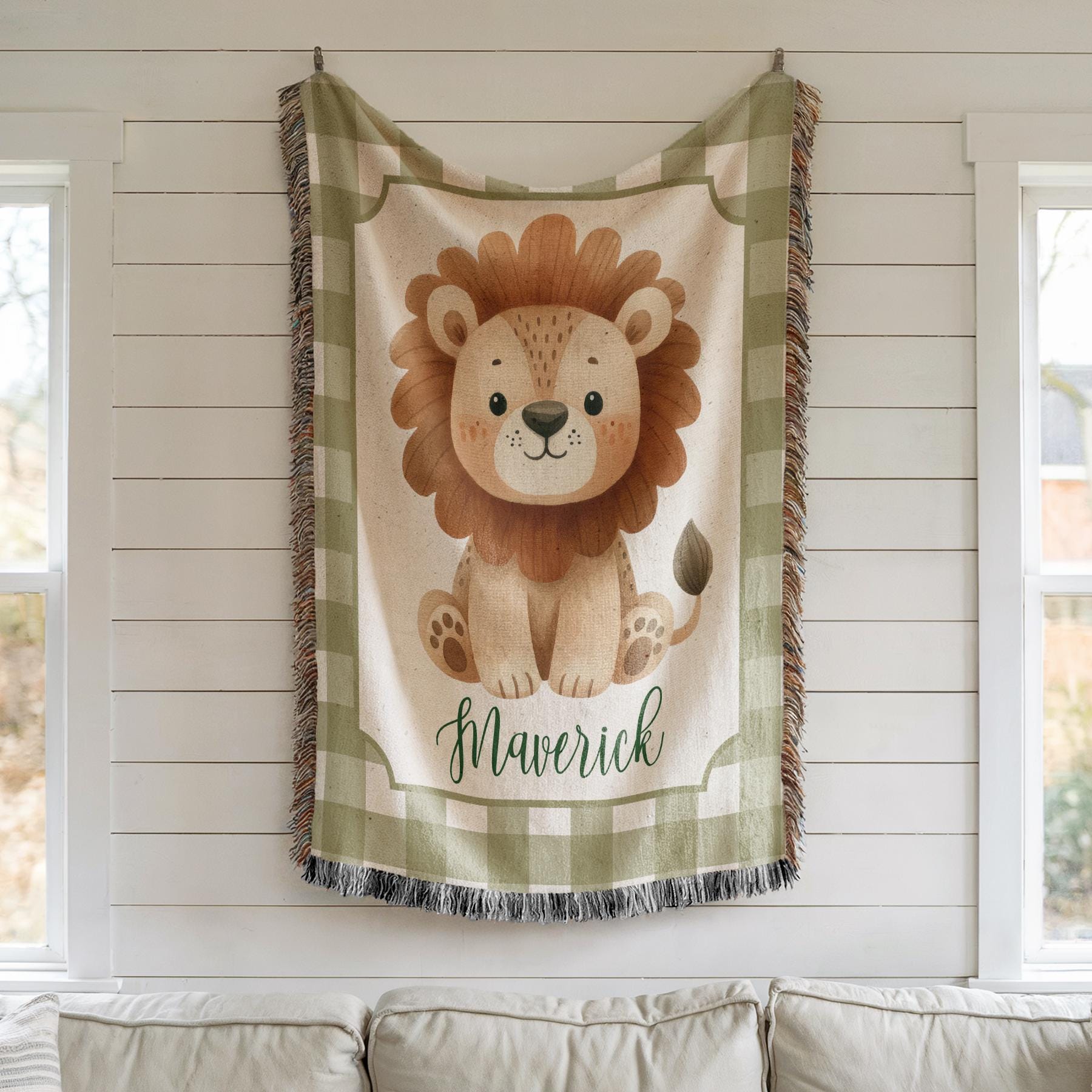 Personalized Lion Baby Blanket Safari Nursery Decor Baby Shower Gift ...