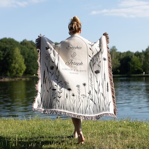 Married Woven Blanket, Custom Anniversary Gift, Personalized Wedding Tapestry, Wedding Gift For Couples, Marriage Blanket Mr And Mrs Gift