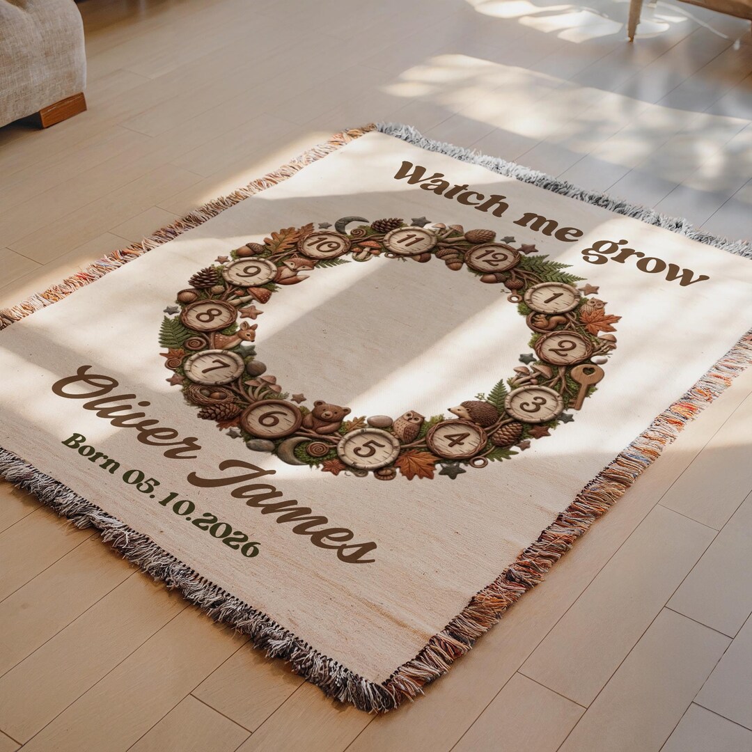 Woodland Baby Milestone Blanket, Forest Animals Monthly Blanket ...