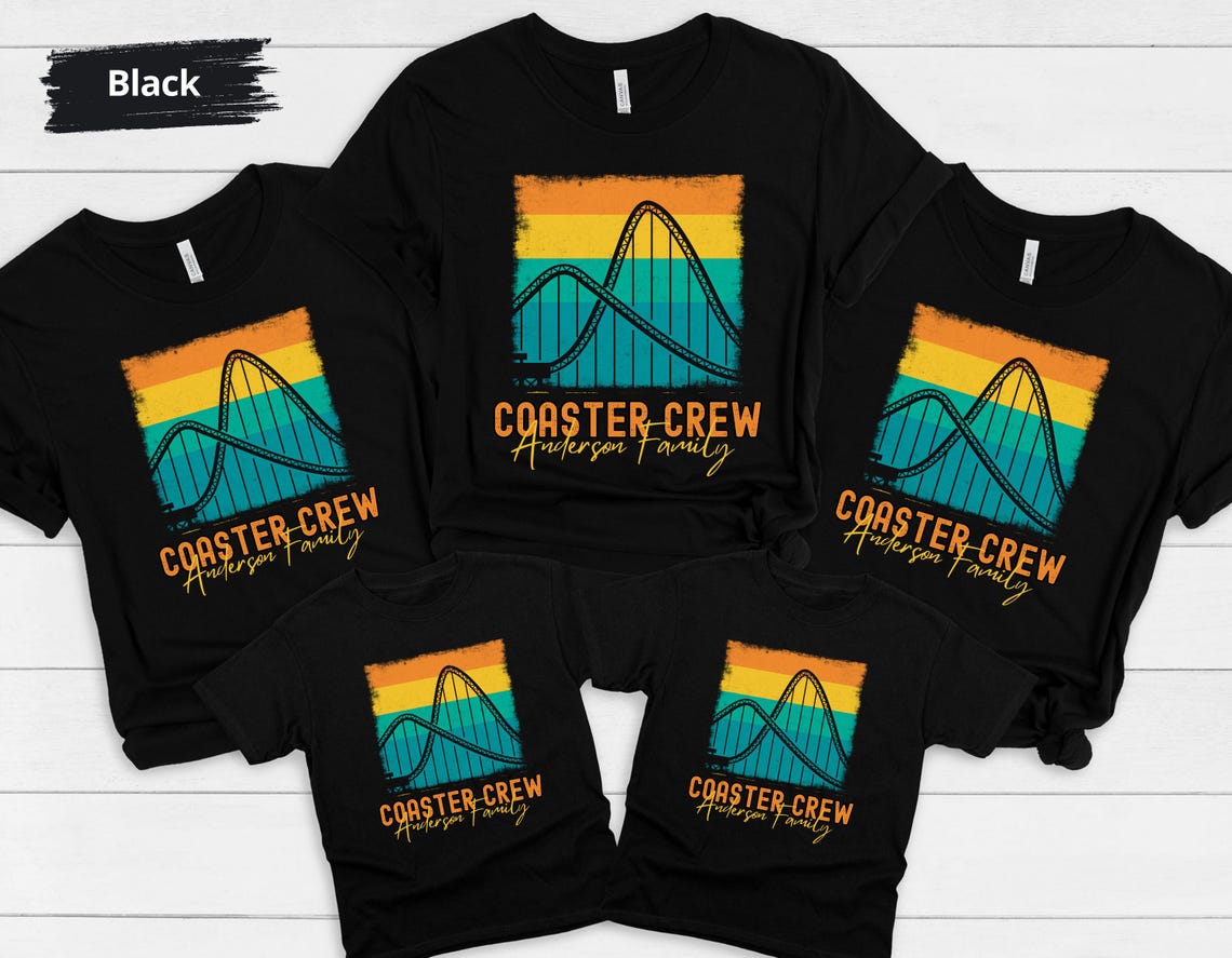 Personalized Roller Coaster Crew Shirt, Family Vacation Theme Park Tee ...