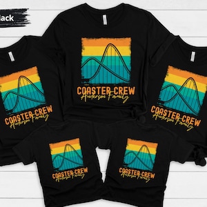 Personalized Roller Coaster Crew Shirt, Family Vacation Theme Park Tee-shirt, Custom Roller Coaster Group, Rollercoaster Shirt for all ages