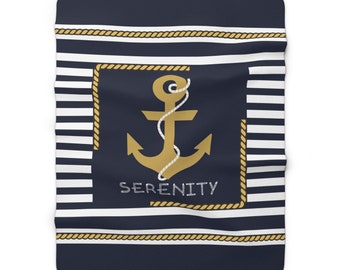 Custom Boat Blanket for new boat owner, Boat blanket nautical design, Boat captain gift, Yatch gift, Keepsake blanket gift, Sailing blanket