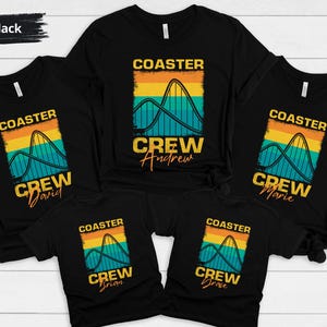 Personalized Roller Coaster Crew Shirt, Family Vacation Theme Park Tee-shirt, Custom Roller Coaster Group, Rollercoaster Shirt for all ages