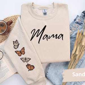 Monarch mama Sweatshirt with print sleeve, Custom Monarch Butterfly Sweater, Monarch Sweatshirt Save the monarch,Butterfly Sweaters Crewneck