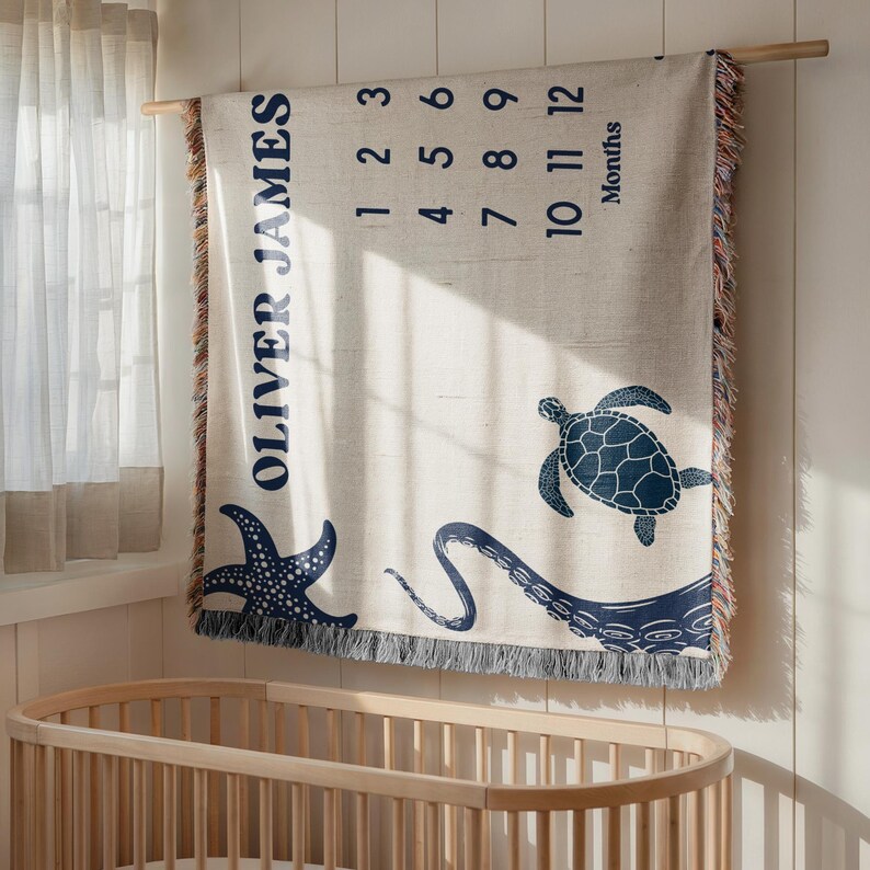 Ocean Baby Milestone Blanket, Under the Sea Monthly Blanket ...