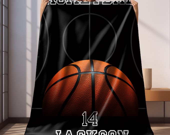 Personalized Basketball Blanket, Basketball plush, Basketball teenager gift, Basketball player,basketball grandson,Basketball number blanket