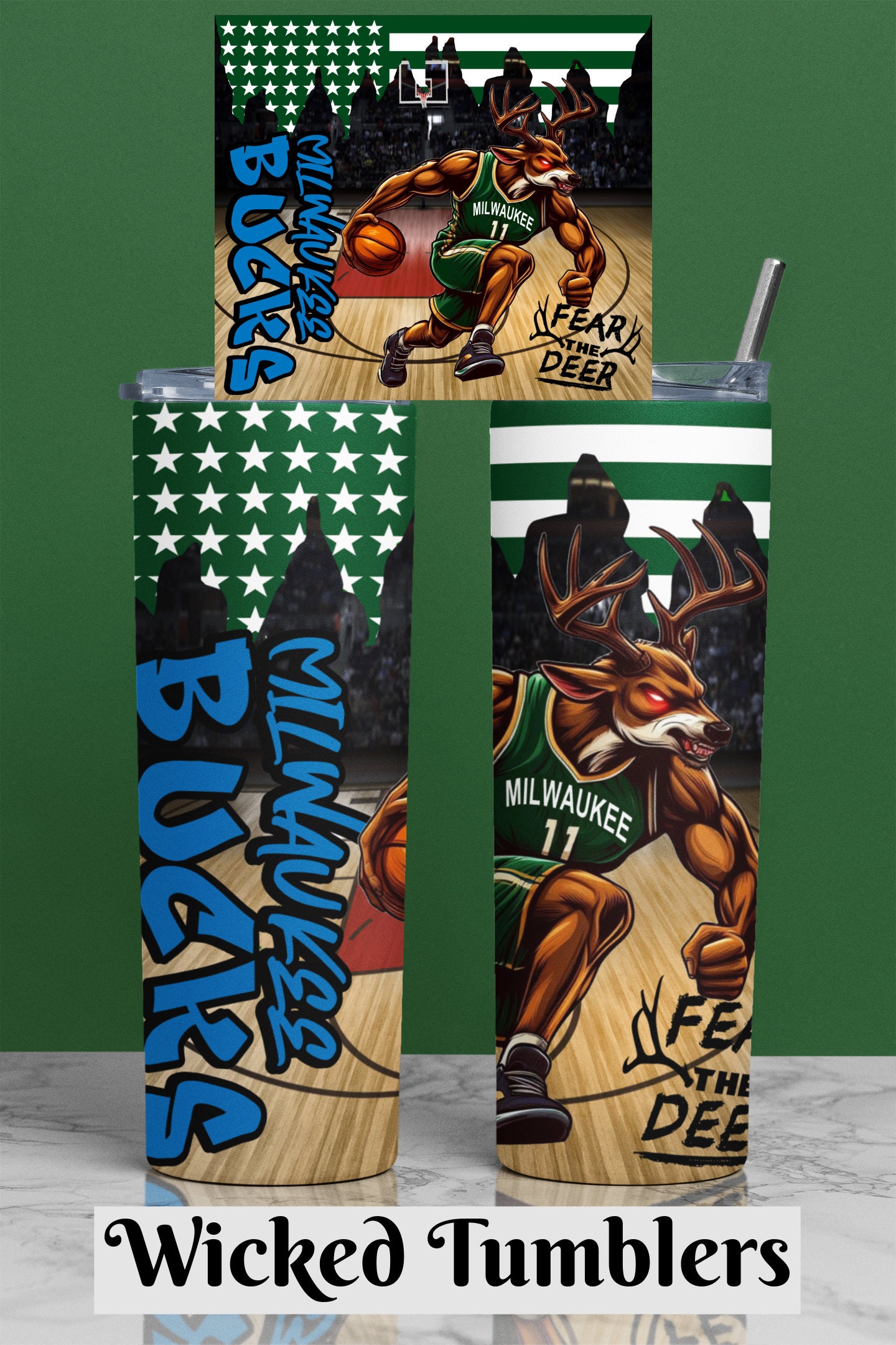 Milwaukee Bucks Tumbler Wrap, NBA Tumbler Design, 20oz Tumbl