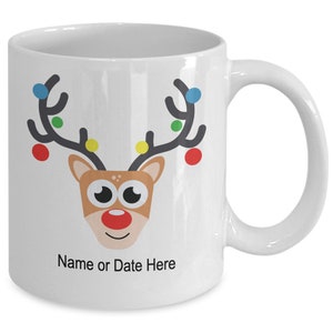 Christmas festive reindeer lights custom mug