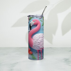 3D Flamingo Floral personalisierte 20 Unzen Edelstahlbecher