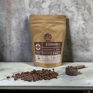 Medium Roast Whole Bean & Ground Coffee - Hand Roasted - Ethiopian Arabica Beans - Coffee Lovers Delight