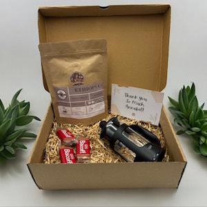 Conjunto de presente de café personalizado - Presente de agradecimento - Conjunto de presente para amantes de café especializado