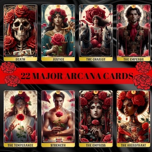 Cartes de tarot des arcanes majeurs 22 de la rose rouge, aperçu spirituel instantané, jeu de tarots téléchargeable, jeu de cartes Oracle numérique, tarot de la rose rouge png thumbnail